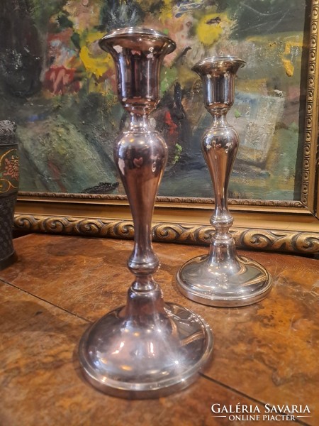 Original antique Berndorf silver-plated candlestick pair 1870