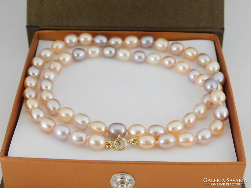 18 K Arany Multikolor Gyönyörű Gyöngy Nyaklánc