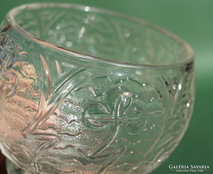 Antique marked art nouveau glass and copper sugar bowl with lid