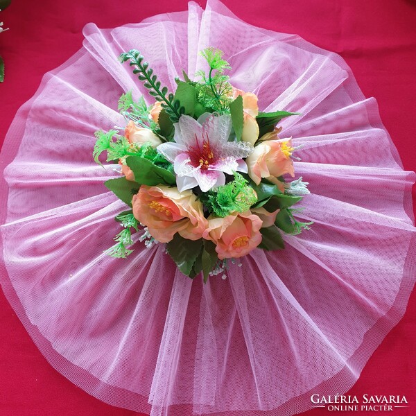 Wedding mcs39 - bridal bouquet set: car decoration, 2 wrist decorations, 2 pins + 2 bouquets