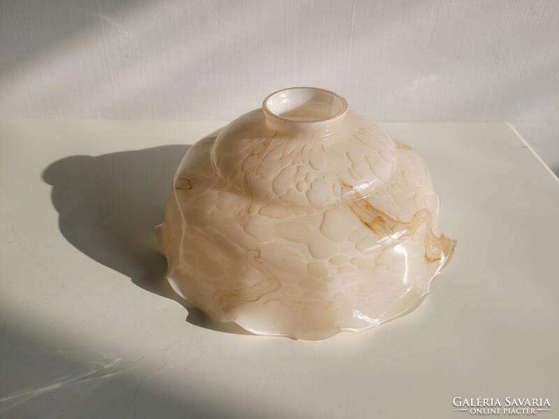 Old vintage ruffled edge beige glass ceiling lamp shade kitchen lamp chandelier