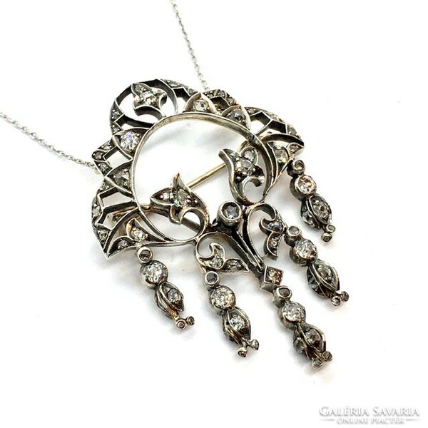 3644. Art deco necklace/brooch with diamonds