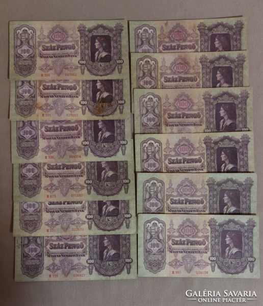 100 pengő 12. db LOT 1930.