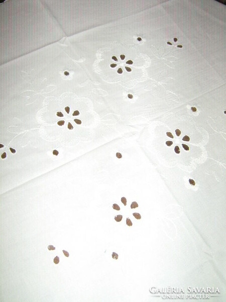 Beautiful elegant white madeira tablecloth