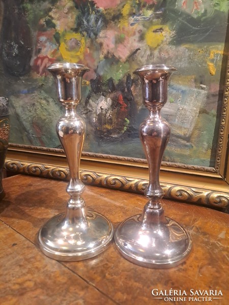 Original antique Berndorf silver-plated candlestick pair 1870