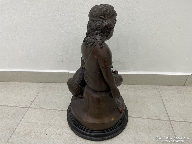 Johannes dommisse bronze statue putto dog figure 43cm