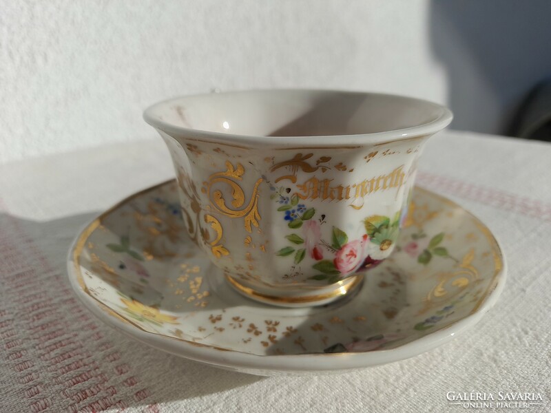 Spm berlin biedermeyer collector's cup and saucer, from 1850, 174 years old set!