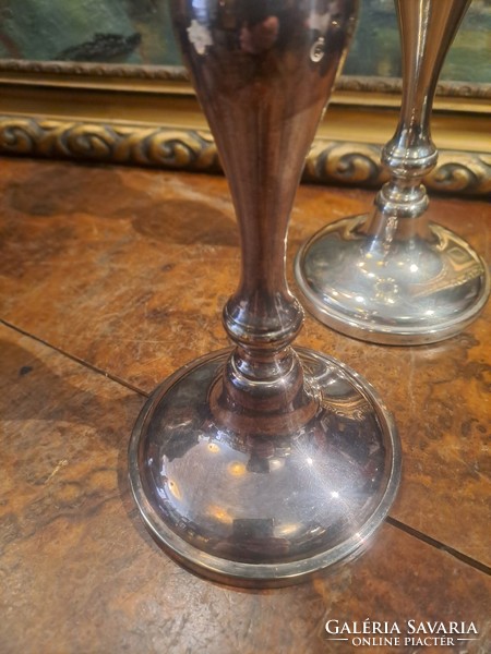 Original antique Berndorf silver-plated candlestick pair 1870