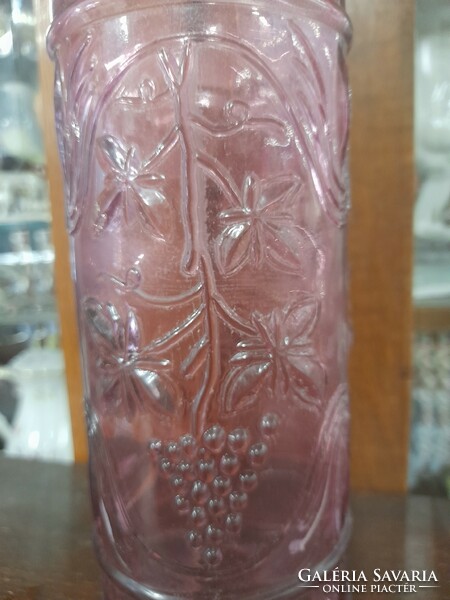 Dome wine-grape pattern purple glass flask, drink holder, flask, bottle. 29 Cm.