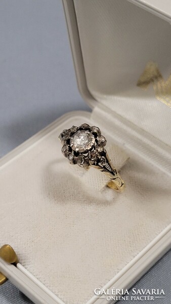Antik 14 K Margaréta arany női gyémánt gyűrű 2,84 g