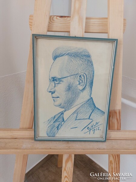 (K) portrait graphic from 1937 with a 23x32 cm frame