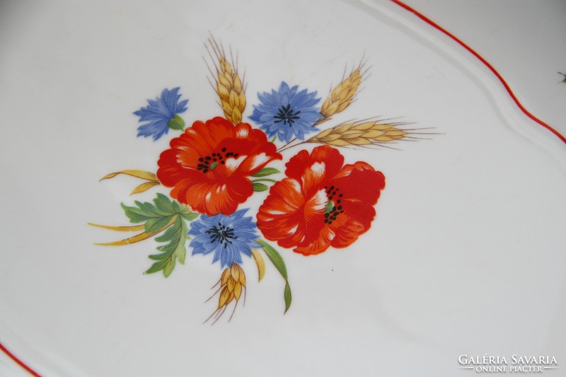 Oval serving bowl with Zsolnay poppies