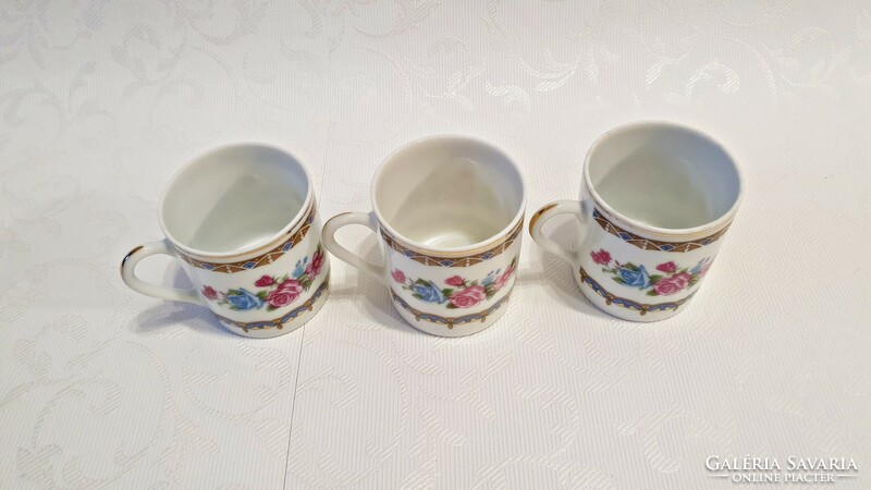 3 Pcs. Small Chinese mocha coffee cup. Pink decor.