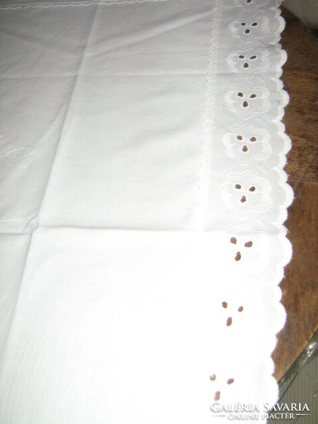 Beautiful elegant white madeira tablecloth