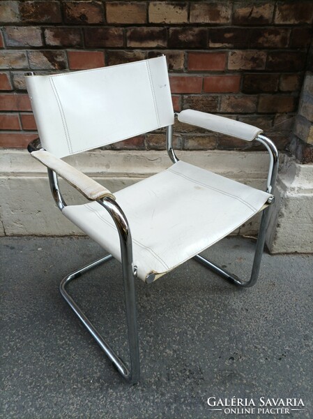 Marcel Breuer bauhaus MG5 cantilever szék, eredeti vastag bőrrel, zárt csővégek!!!!