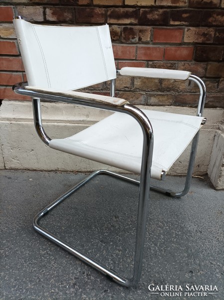 Marcel Breuer bauhaus MG5 cantilever szék, eredeti vastag bőrrel, zárt csővégek!!!!