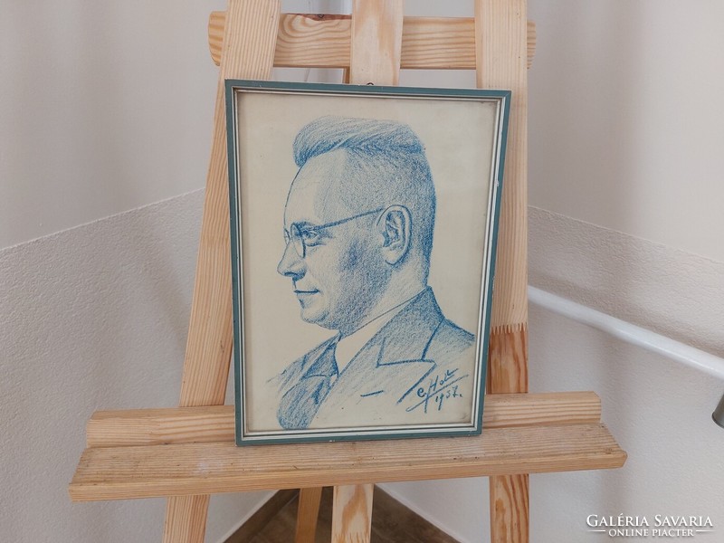 (K) portrait graphic from 1937 with a 23x32 cm frame