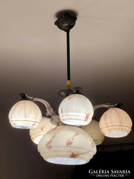 Vintage chandelier with central light and five arms