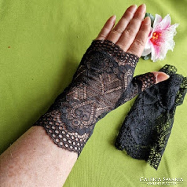 Wedding kty04 - 18cm one finger black lace gloves