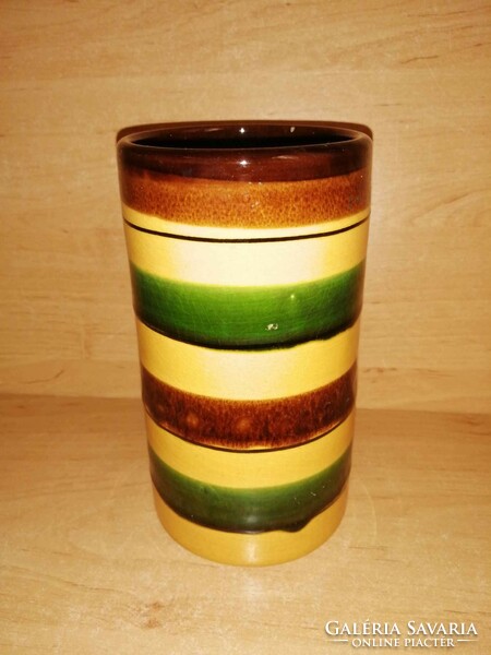 Retro striped ceramic vase 16 cm high (39/d)