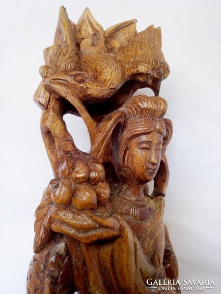 Japanese openwork multi-person carving. Sculpture carved from solid oriental rosewood. Handcrafted rarity