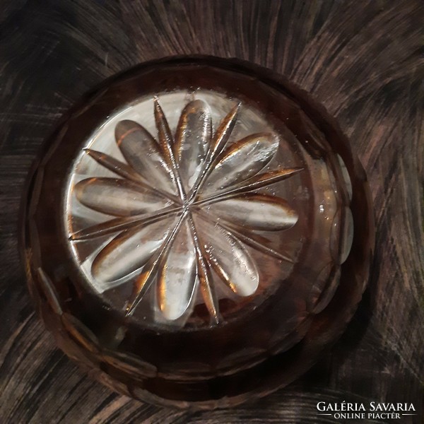 Polished glass bowl with floral decoration