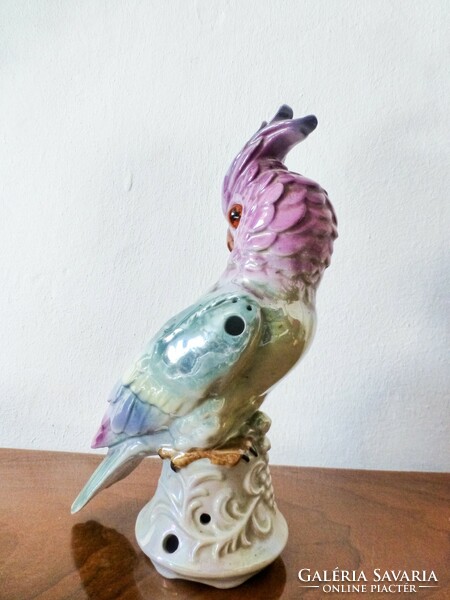Antik német kakadu figura,lámpatest