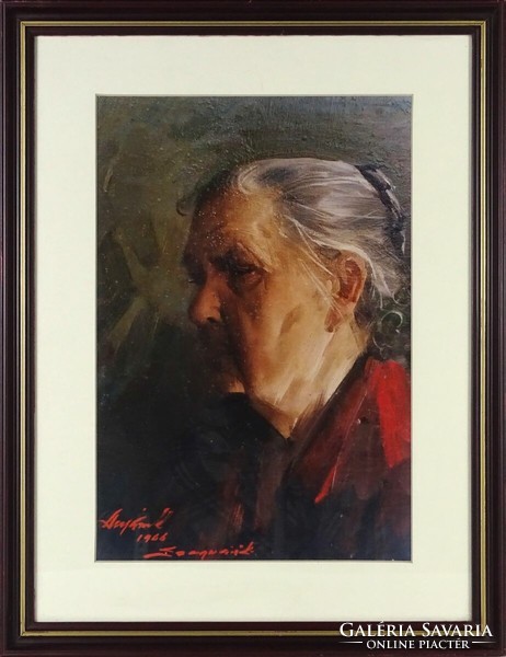 1Q174 Szegvári Károly : Idős nő portré nyomat 39 x 30 cm