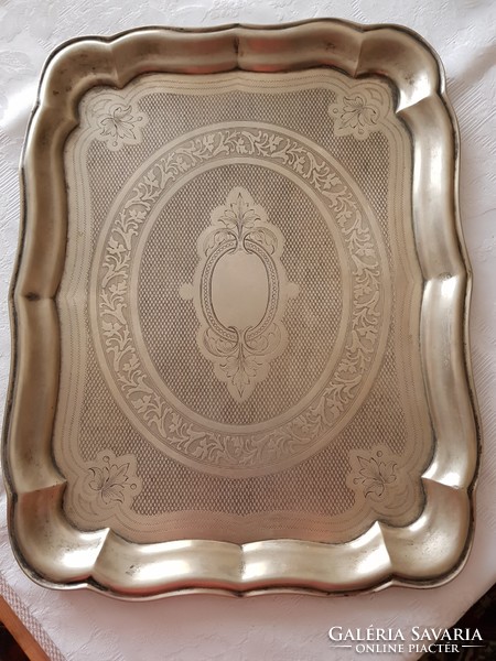 Huge alpaca engraved tray