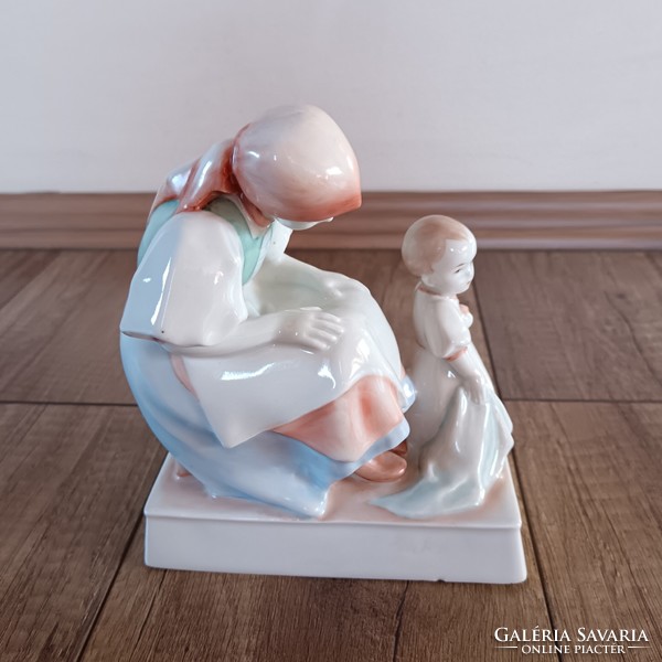 A rare Zsolnay mother porcelain figure