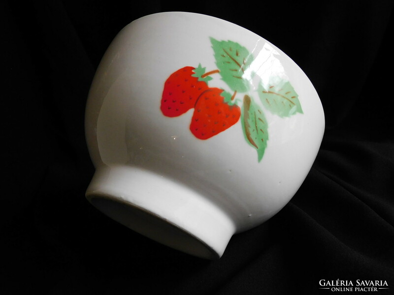 Old granite bowl with strawberry pattern