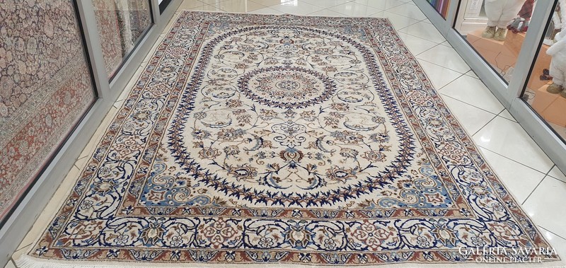 Km59 fabulous Iranian nain silk contour hand-knotted wool Persian carpet 195x295cm free courier