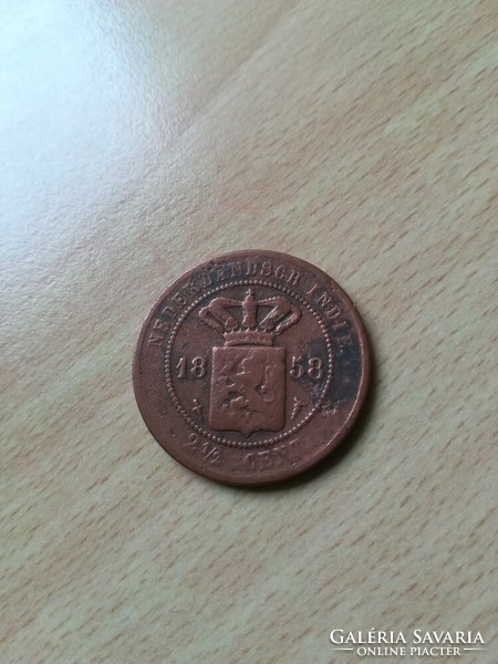 Holland Kelet-India ( Indonézia ) 2 1/2 Cent 1858 kis betűs típus