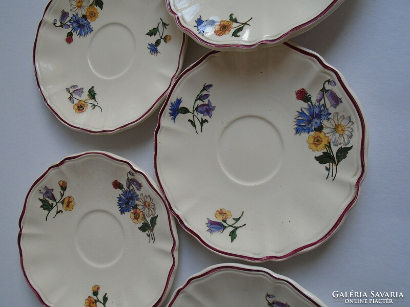 5 Pcs. Sarreguemines faience cup coaster.