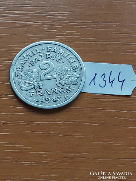 France 2 francs 1943 alu. Vichy France 1344