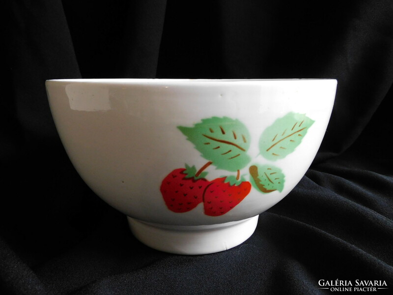 Old granite bowl with strawberry pattern