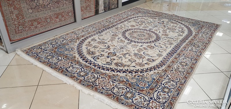Km59 fabulous Iranian nain silk contour hand-knotted wool Persian carpet 195x295cm free courier