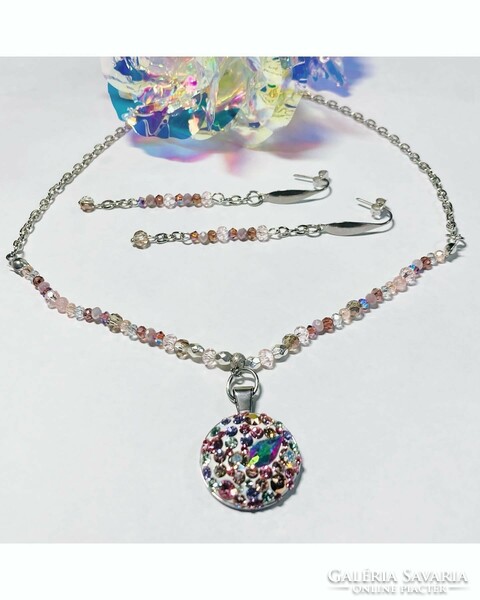 Fairytale stainless steel fairy jewelry set, with Swarovski crystals and polished pearls