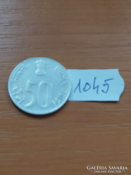 India 50 paise 1990 dot: (n, noida) (parliament building in new delhi) stainless steel 1045