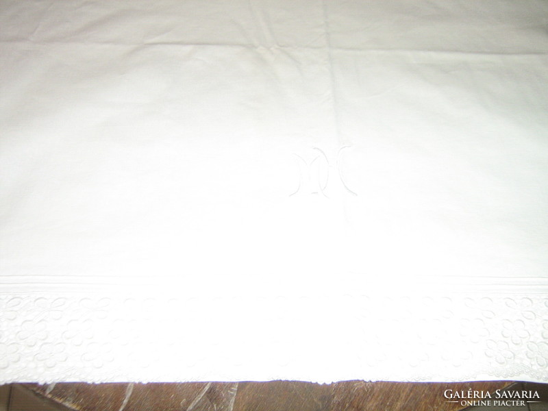Beautiful white antique sheet with lace