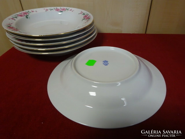 Alföldi porcelain deep plate with flower pattern, six pieces for sale. Jokai.