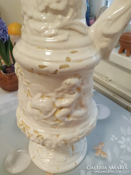 Gyönyörű,Szecessziós porcelán mázas puttó mintás mintás mosdókancsó - 54 cm magas