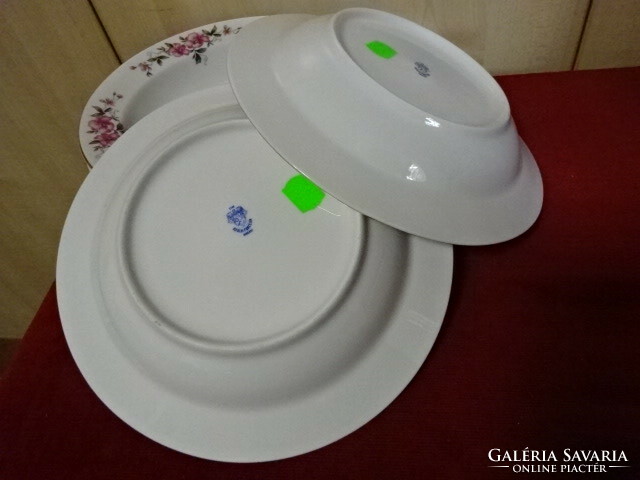 Alföldi porcelain deep plate with flower pattern, six pieces for sale. Jokai.