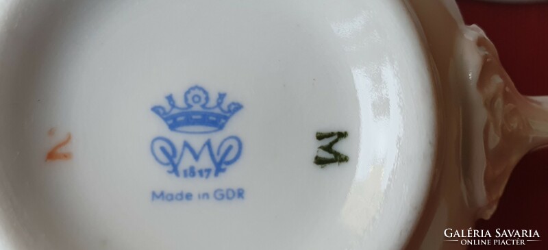 PMP német porcelán reggeliző szett kávés teás csésze csészealj kistányér virág mintával