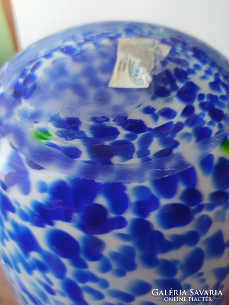Huge bay blue and white Muranos? Glass vase