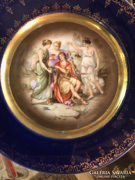 Alt wien gilded scene porcelain cake tray, 18 cm