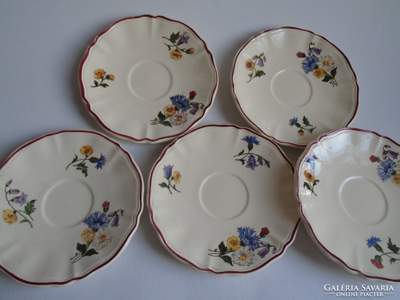 5 Pcs. Sarreguemines faience cup coaster.