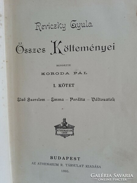 Reviczky Gyula összes költeményei 1895.