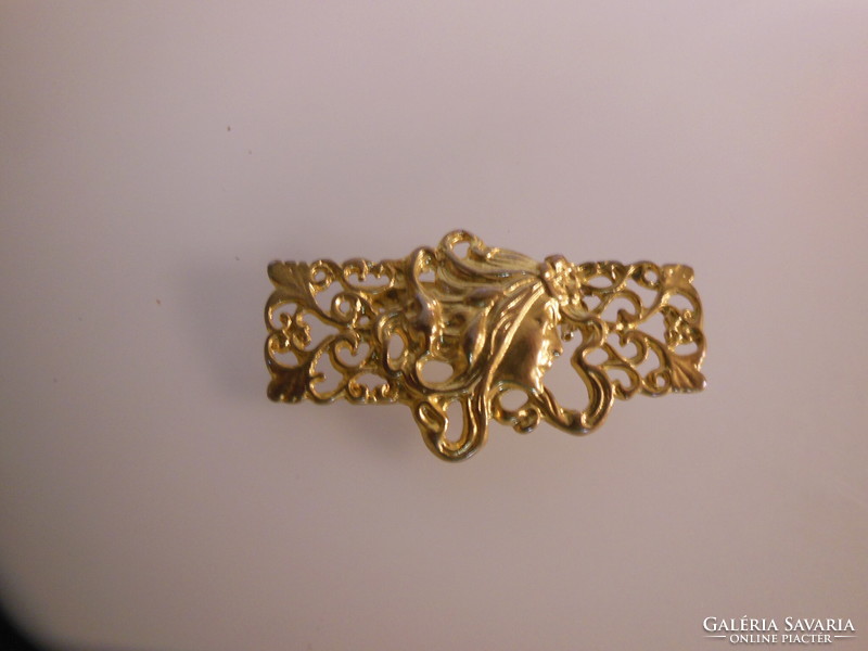 Brooch - copper - 6 x 3.5 cm - old - perfect - (possibly gold-plated)