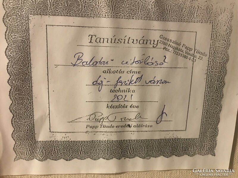Papp Tünde: Balatoni vitorlások, olajfestmény 30 x 60 cm